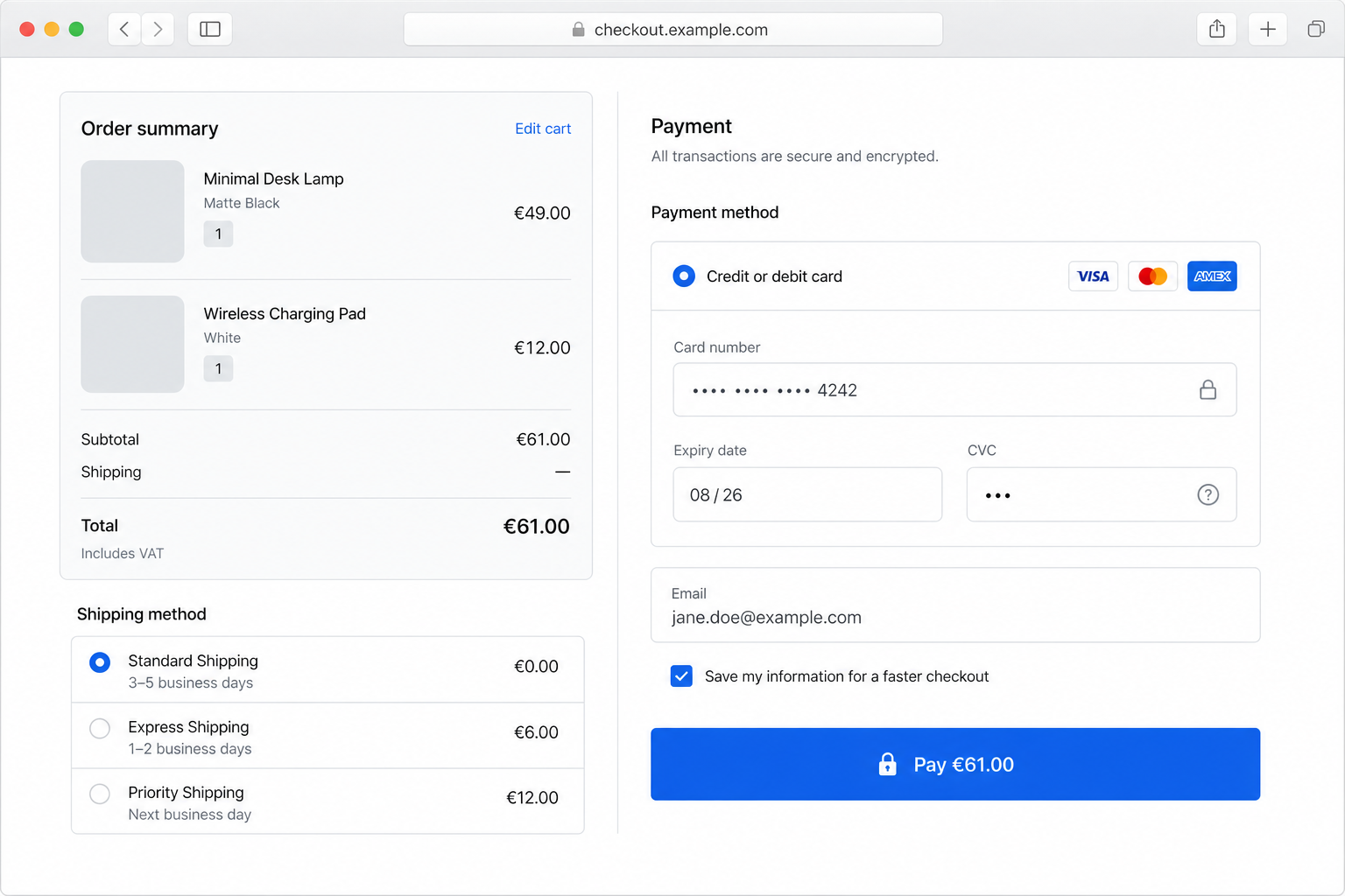 Checkout and payments UI sample by Kodlane